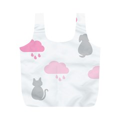 Raining Cats Dogs White Pink Cloud Rain Full Print Recycle Bags (m)  by Mariart