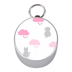 Raining Cats Dogs White Pink Cloud Rain Mini Silver Compasses by Mariart