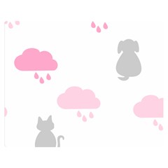 Raining Cats Dogs White Pink Cloud Rain Double Sided Flano Blanket (medium)  by Mariart