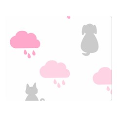 Raining Cats Dogs White Pink Cloud Rain Double Sided Flano Blanket (large)  by Mariart