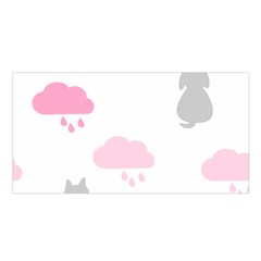 Raining Cats Dogs White Pink Cloud Rain Satin Shawl by Mariart