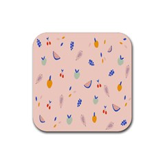 Papaya Apple Cherry Wine Fruit Pink Purple Rubber Coaster (square) 