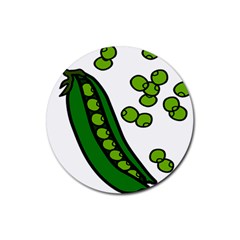 Peas Green Peanute Circle Rubber Round Coaster (4 Pack) 