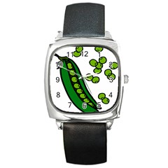 Peas Green Peanute Circle Square Metal Watch by Mariart