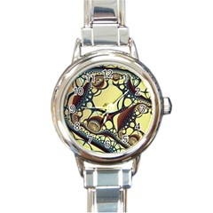 Labels Net Circle Brown Round Italian Charm Watch by Mariart