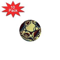 Labels Net Circle Brown 1  Mini Buttons (10 Pack)  by Mariart