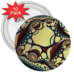 Labels Net Circle Brown 3  Buttons (10 Pack)  by Mariart