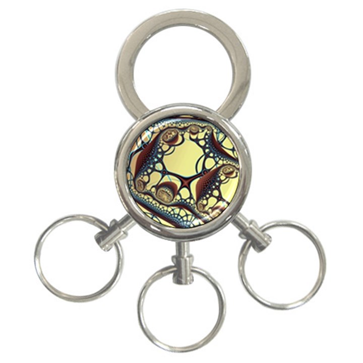 Labels Net Circle Brown 3-Ring Key Chains