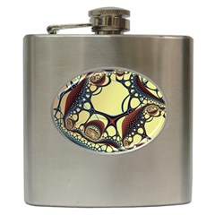 Labels Net Circle Brown Hip Flask (6 Oz) by Mariart