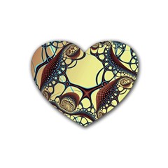 Labels Net Circle Brown Heart Coaster (4 Pack)  by Mariart