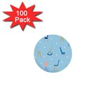 Seat Blue Polka Dot 1  Mini Buttons (100 pack)  Front