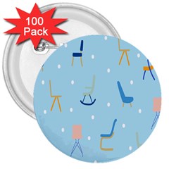 Seat Blue Polka Dot 3  Buttons (100 Pack) 