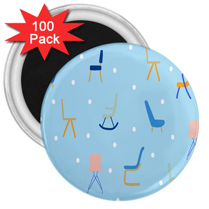 Seat Blue Polka Dot 3  Magnets (100 pack)