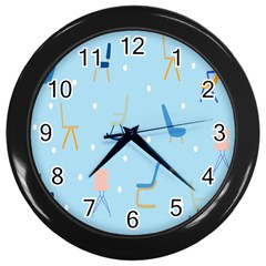 Seat Blue Polka Dot Wall Clocks (black) by Mariart