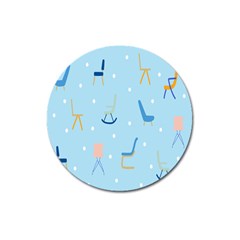 Seat Blue Polka Dot Magnet 3  (round)