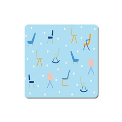 Seat Blue Polka Dot Square Magnet by Mariart