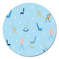 Seat Blue Polka Dot Magnet 5  (round) by Mariart