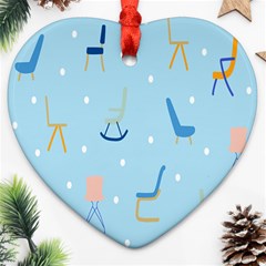 Seat Blue Polka Dot Heart Ornament (two Sides)