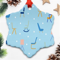 Seat Blue Polka Dot Snowflake Ornament (two Sides) by Mariart