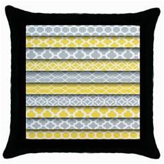 Paper Yellow Grey Digital Throw Pillow Case (black)