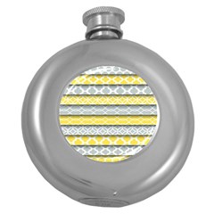 Paper Yellow Grey Digital Round Hip Flask (5 Oz) by Mariart