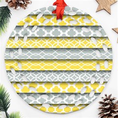 Paper Yellow Grey Digital Round Filigree Ornament (two Sides) by Mariart