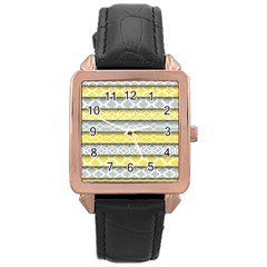 Paper Yellow Grey Digital Rose Gold Leather Watch  by Mariart