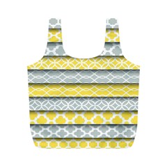 Paper Yellow Grey Digital Full Print Recycle Bags (m)  by Mariart