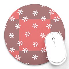 Seed Life Seamless Remix Flower Floral Red White Round Mousepads by Mariart