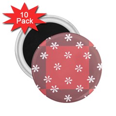 Seed Life Seamless Remix Flower Floral Red White 2 25  Magnets (10 Pack) 