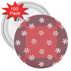 Seed Life Seamless Remix Flower Floral Red White 3  Buttons (100 Pack) 