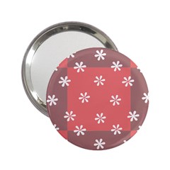 Seed Life Seamless Remix Flower Floral Red White 2 25  Handbag Mirrors