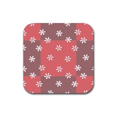 Seed Life Seamless Remix Flower Floral Red White Rubber Coaster (square)  by Mariart