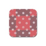 Seed Life Seamless Remix Flower Floral Red White Rubber Square Coaster (4 pack)  Front