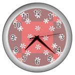 Seed Life Seamless Remix Flower Floral Red White Wall Clocks (Silver)  Front