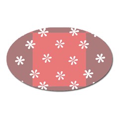 Seed Life Seamless Remix Flower Floral Red White Oval Magnet by Mariart