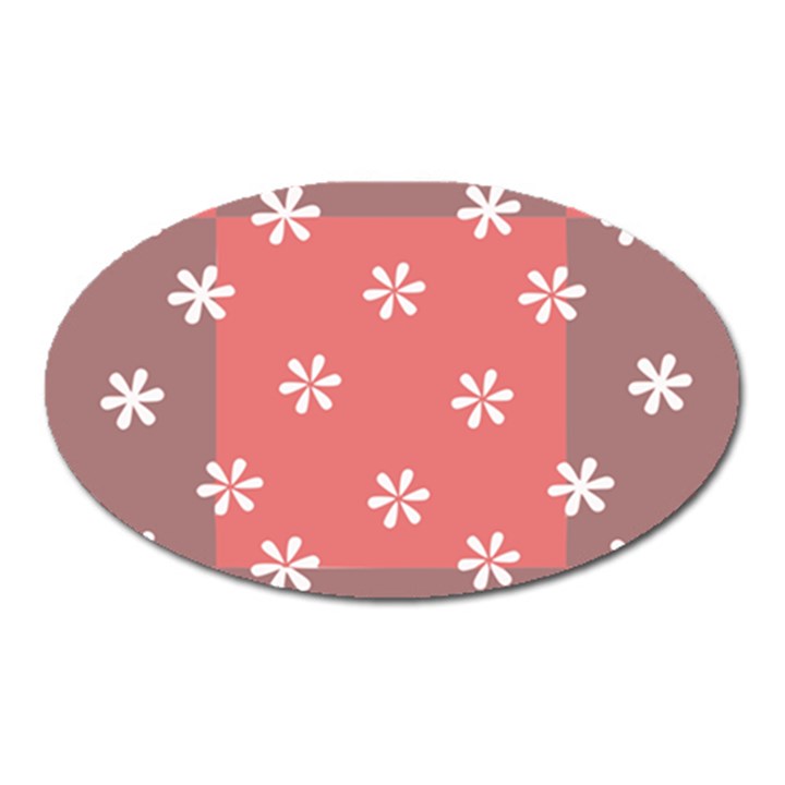 Seed Life Seamless Remix Flower Floral Red White Oval Magnet