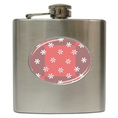 Seed Life Seamless Remix Flower Floral Red White Hip Flask (6 Oz) by Mariart