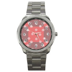 Seed Life Seamless Remix Flower Floral Red White Sport Metal Watch by Mariart