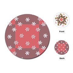 Seed Life Seamless Remix Flower Floral Red White Playing Cards (round)  by Mariart