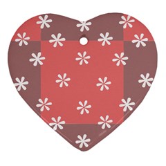 Seed Life Seamless Remix Flower Floral Red White Heart Ornament (two Sides) by Mariart