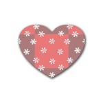 Seed Life Seamless Remix Flower Floral Red White Rubber Coaster (Heart)  Front