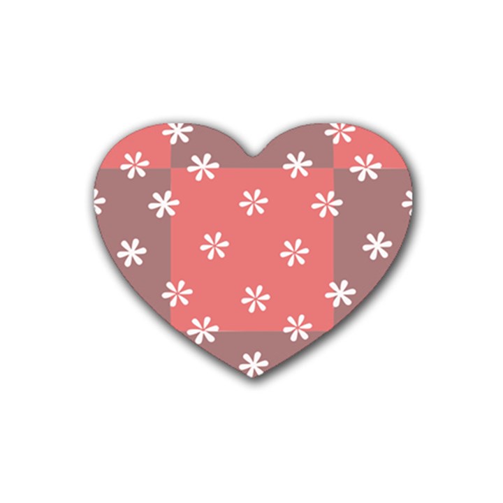 Seed Life Seamless Remix Flower Floral Red White Rubber Coaster (Heart) 