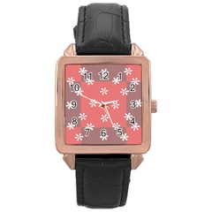 Seed Life Seamless Remix Flower Floral Red White Rose Gold Leather Watch  by Mariart