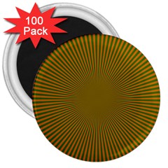 Stripy Starburst Effect Light Orange Green Line 3  Magnets (100 Pack) by Mariart