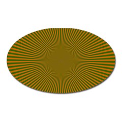 Stripy Starburst Effect Light Orange Green Line Oval Magnet by Mariart