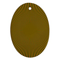 Stripy Starburst Effect Light Orange Green Line Oval Ornament (two Sides) by Mariart