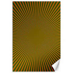 Stripy Starburst Effect Light Orange Green Line Canvas 12  X 18   by Mariart