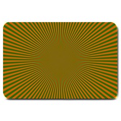 Stripy Starburst Effect Light Orange Green Line Large Doormat  by Mariart