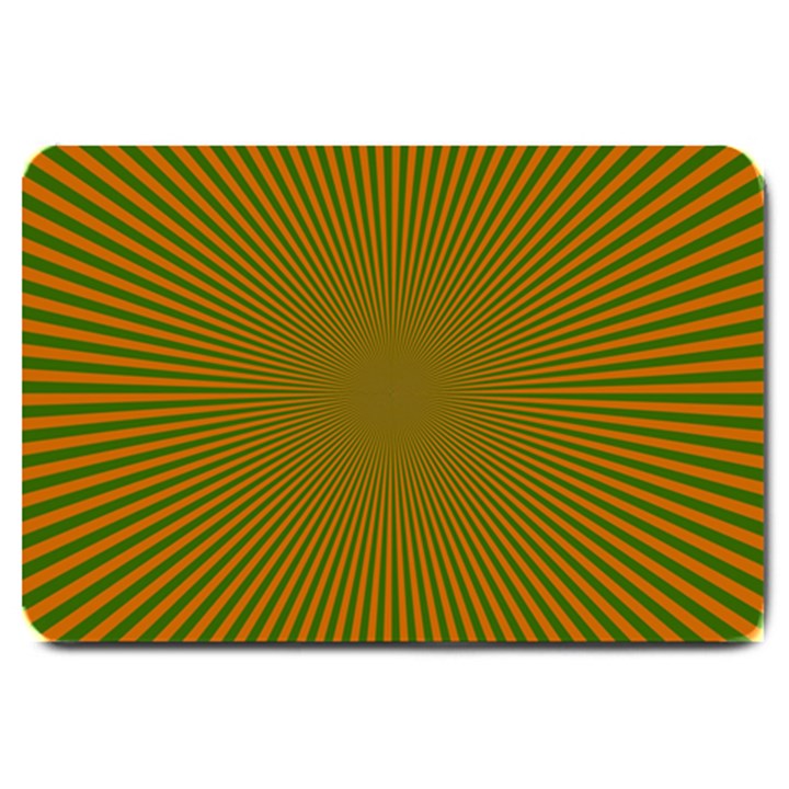 Stripy Starburst Effect Light Orange Green Line Large Doormat 